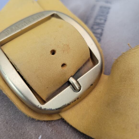 Birkenstock Madrid Big Buckle Sandals Sz 38 Narrow Yellow Nubuck Women’s 7 US - Picture 12 of 13